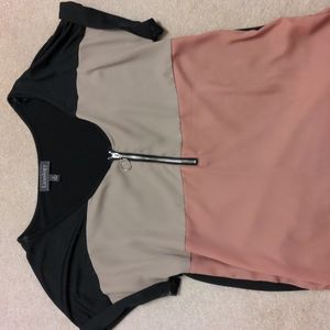 Black, tan and mauve top